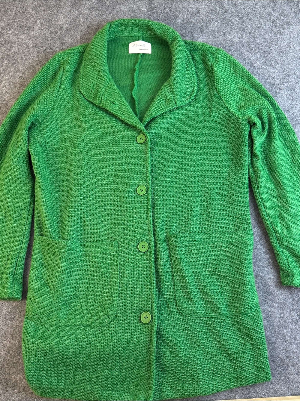 Cottagecore Green Knit Cardigan Active USA Grandpa Sweater Shawl Collar Size S